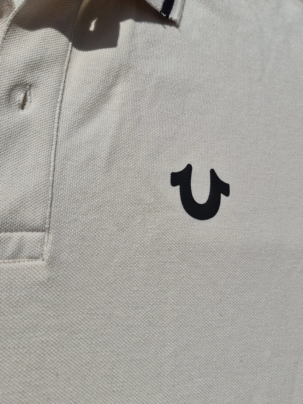 True Religion Men’s Cream Polo with Black Trim Size Large MSRP 69.99